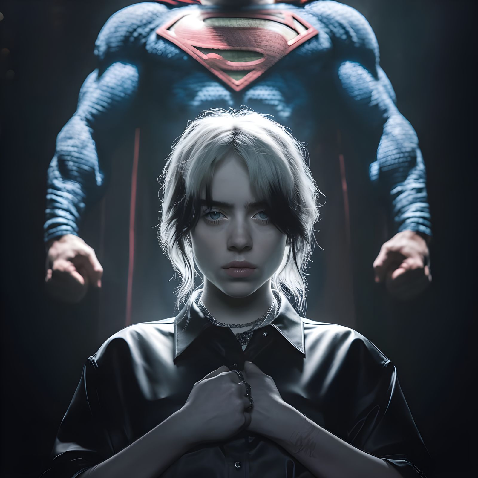 Ethereal Billie Eilish Surrounded by Superman's Power