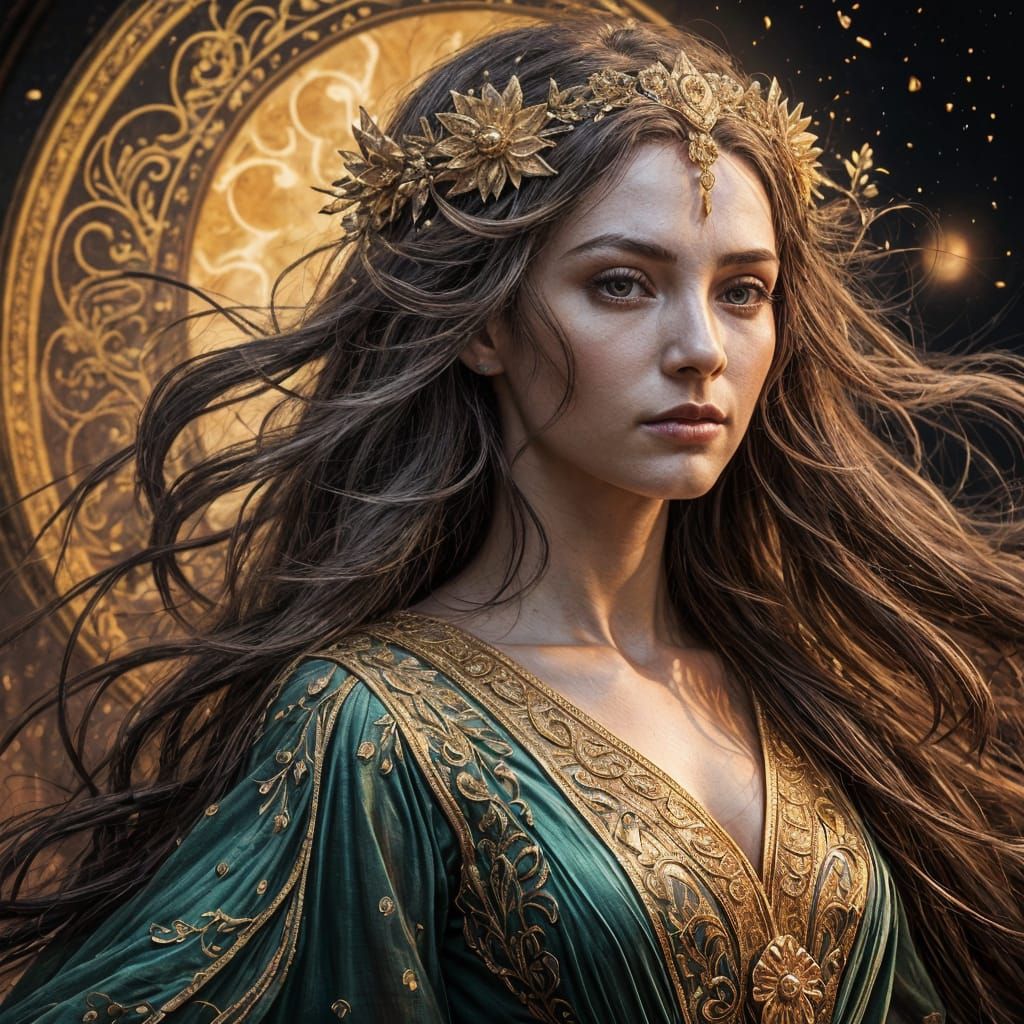 Elegant Dark Fantasy Portrait of Aeloria the Muse