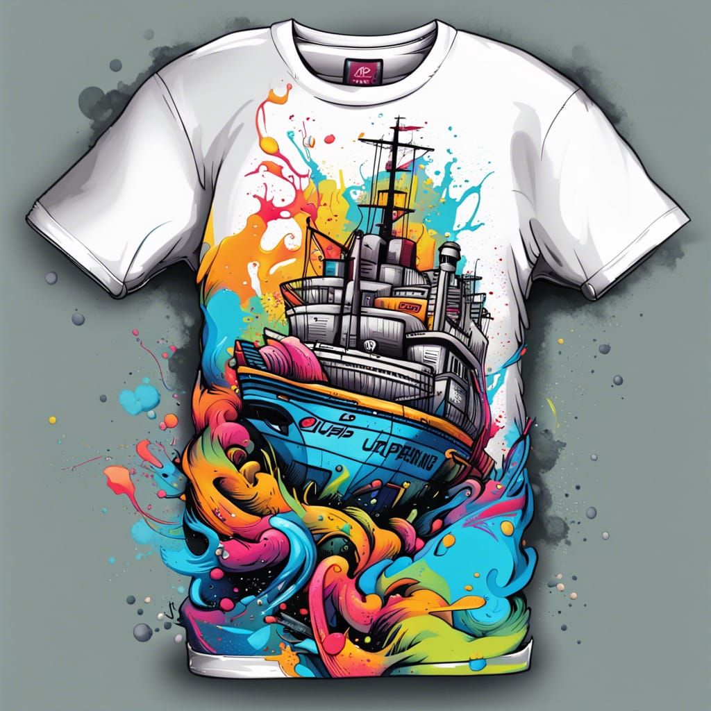 Futuristic Graffiti T-Shirt Design for 2045 Shipping Company