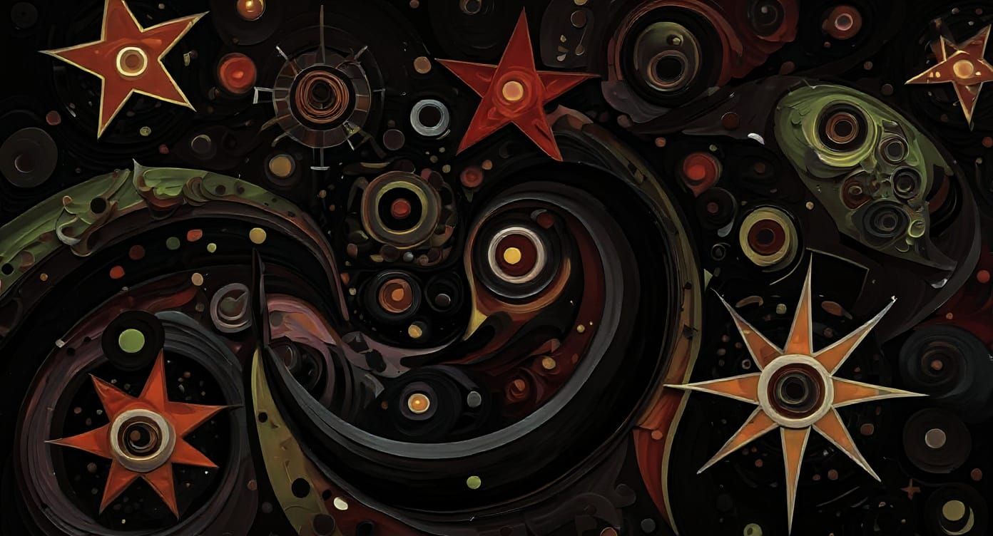 Deepened Colors With Black Accents Abstract Art