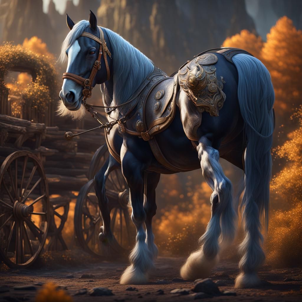 Majestic Clydesdale Horse Fantasy Concept Art