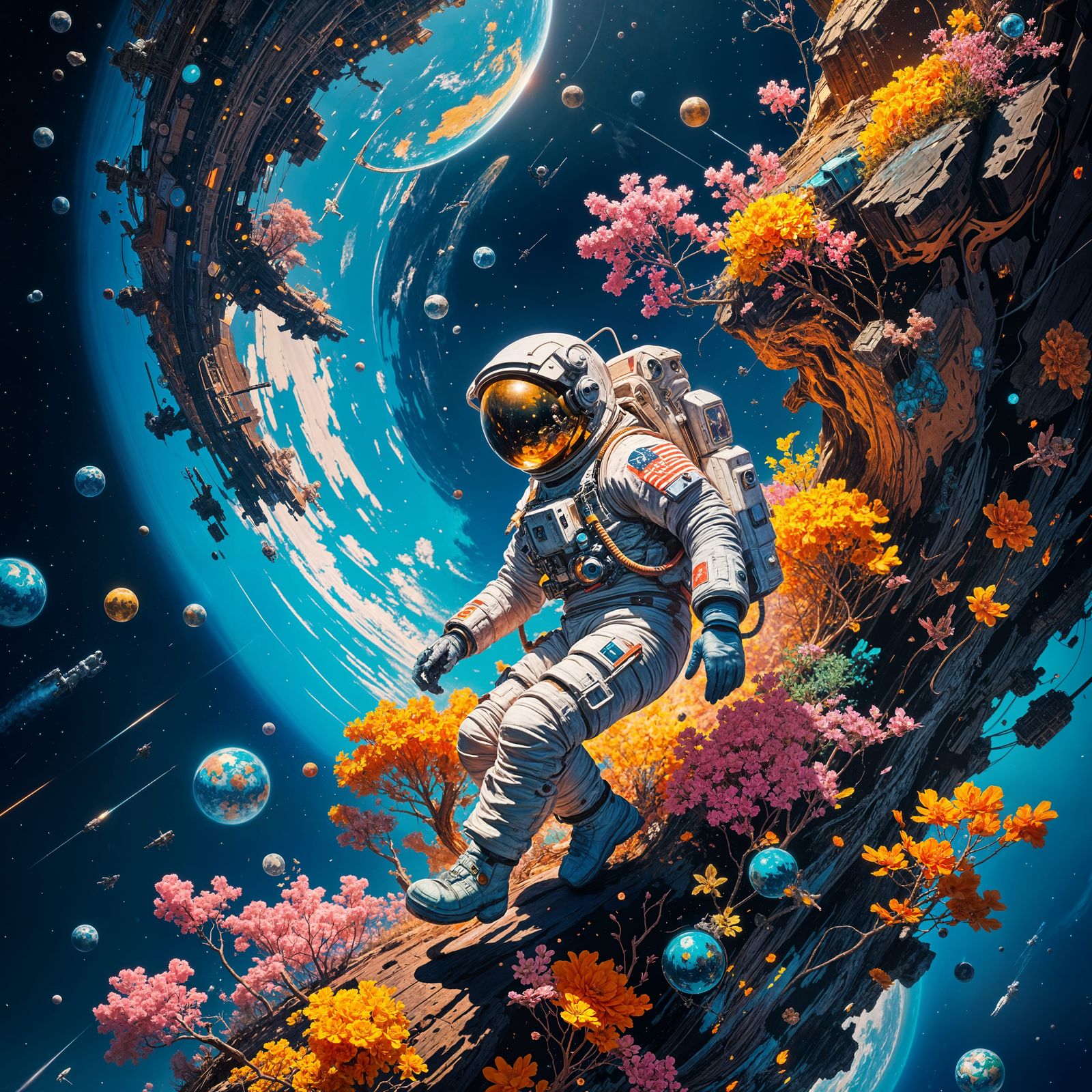 Astronaut in Elegant, Expansive Space Scene