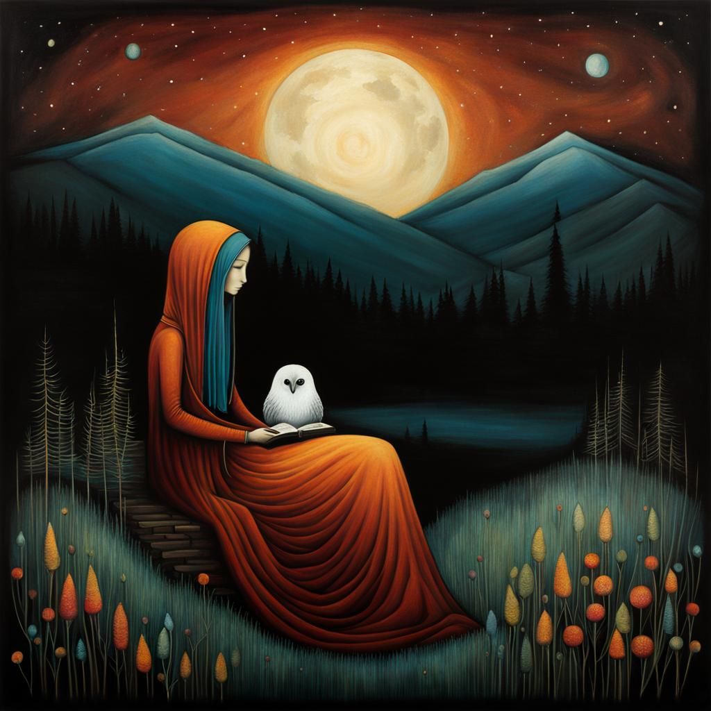 Whistler's Mother in Surrealist Style