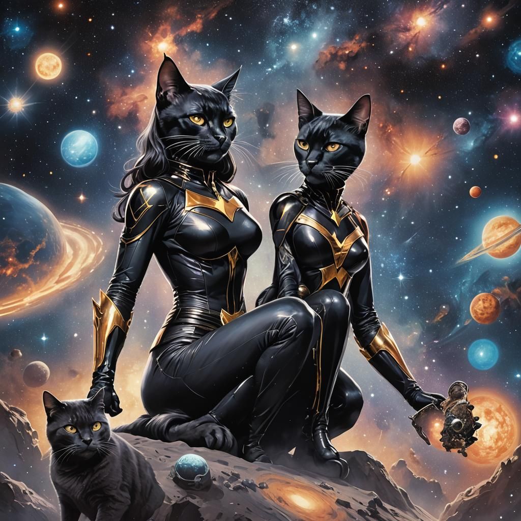 Cosmic Cat Woman Digital Art