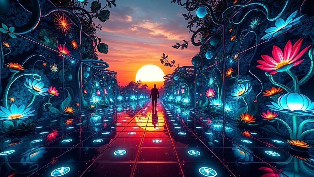 Surreal Disco Dreamscape in Vibrant, Whimsical Style