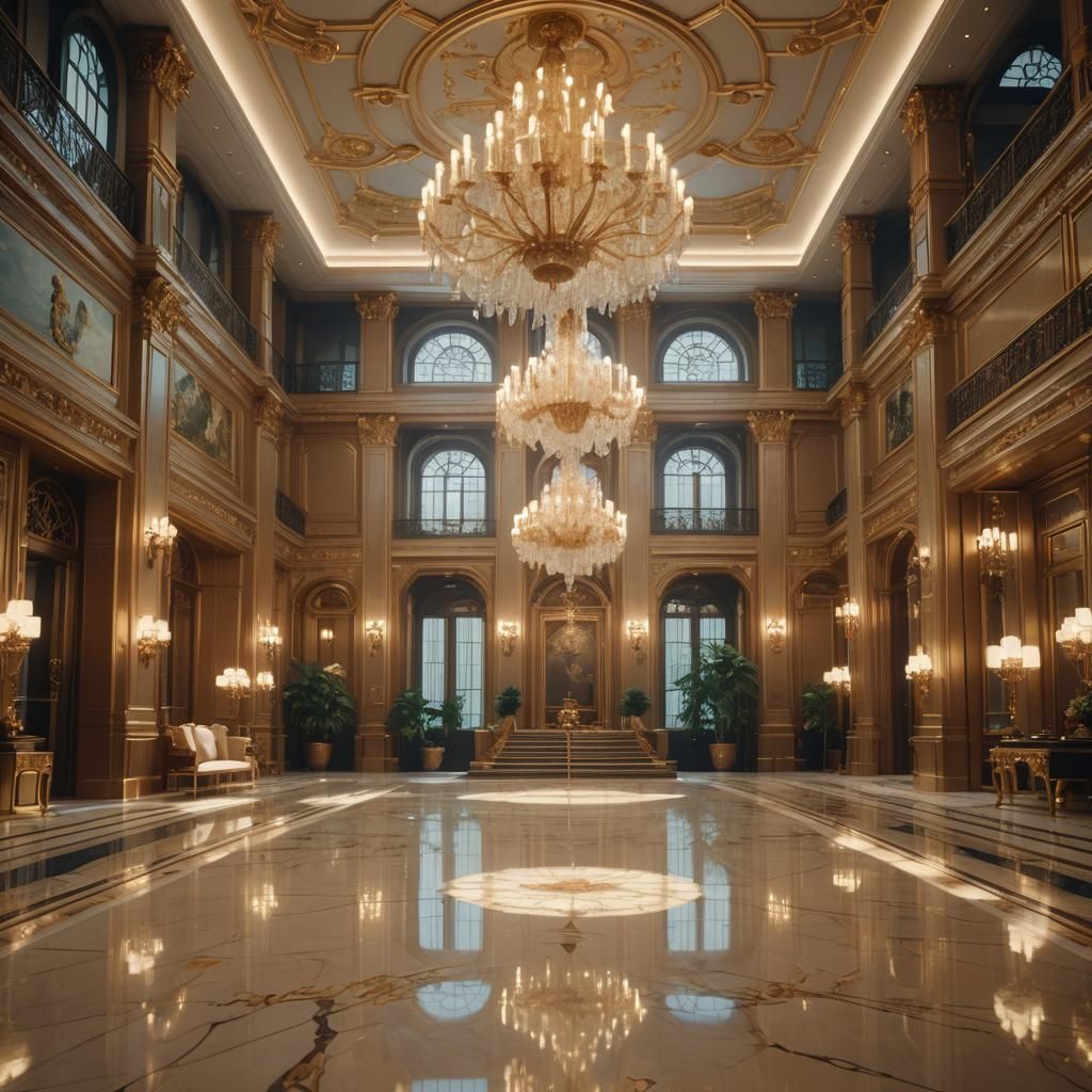 Luxurious Palace Guest Hall in Ghibli Style