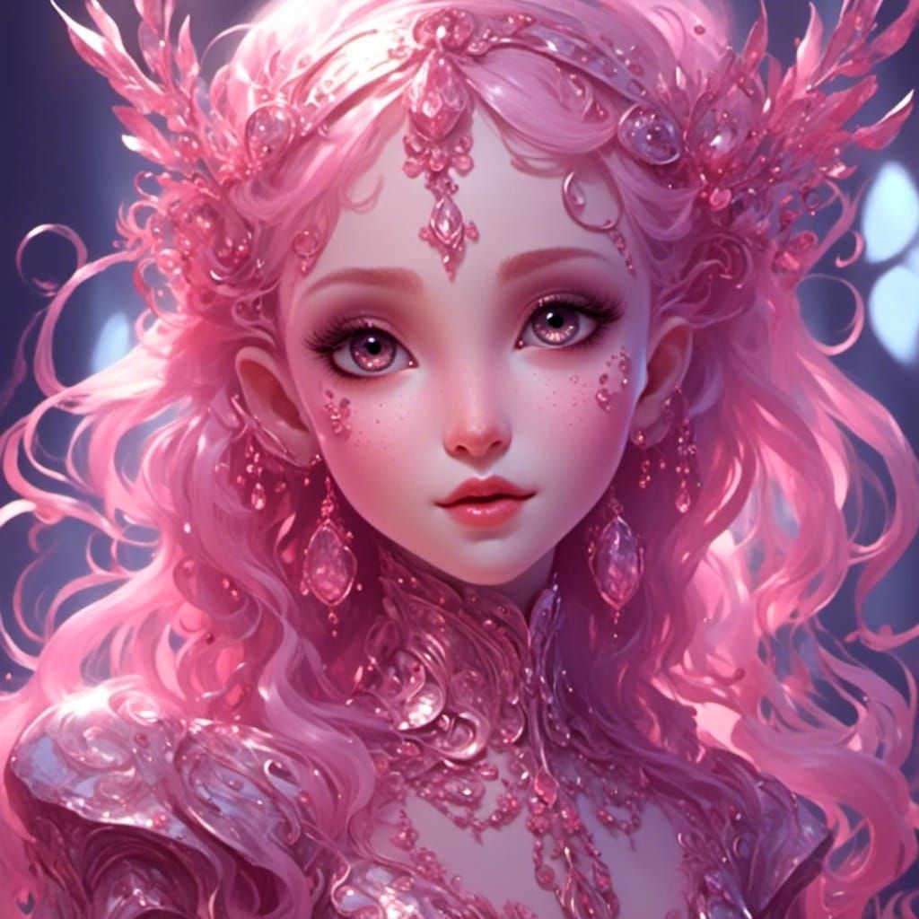 Pink Hues: Alluring Woman with Metallic Eyes