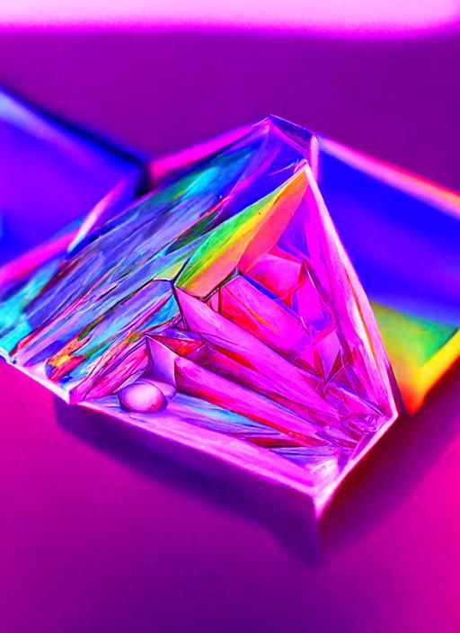 Hyper-Realistic Crystalline Structures in Rainbow Hues