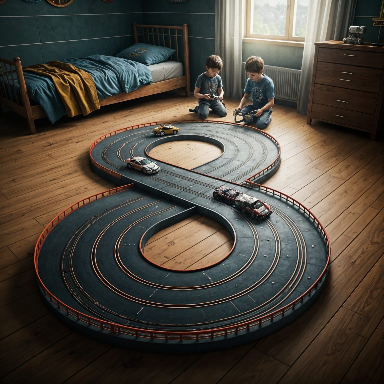 Vintage Toy Track in Boy's Room