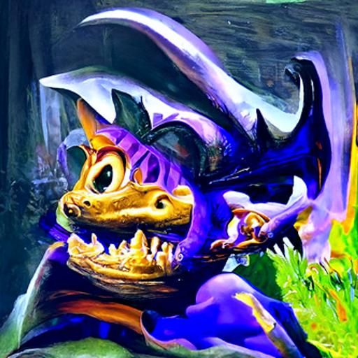 Spyro the Dragon in Oil Painting Style