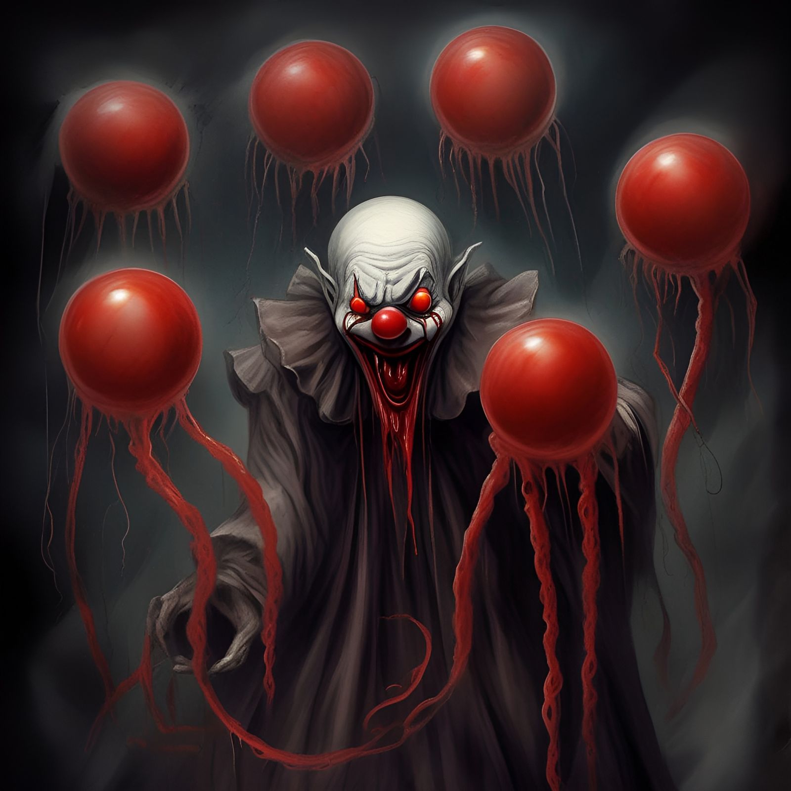 Sinister Horror Clown with Tentacles and Melting Face