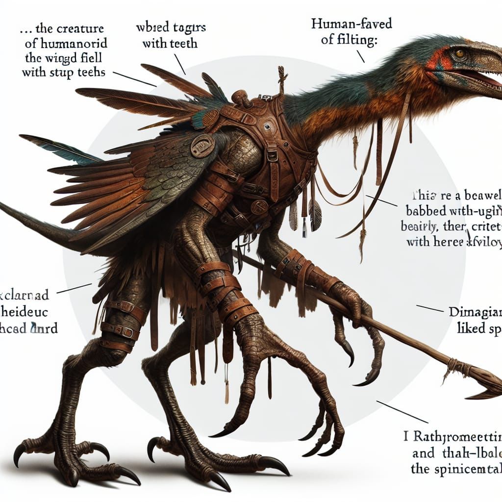 Humanoid Bird Raptor Hybrid with Leather Clothing