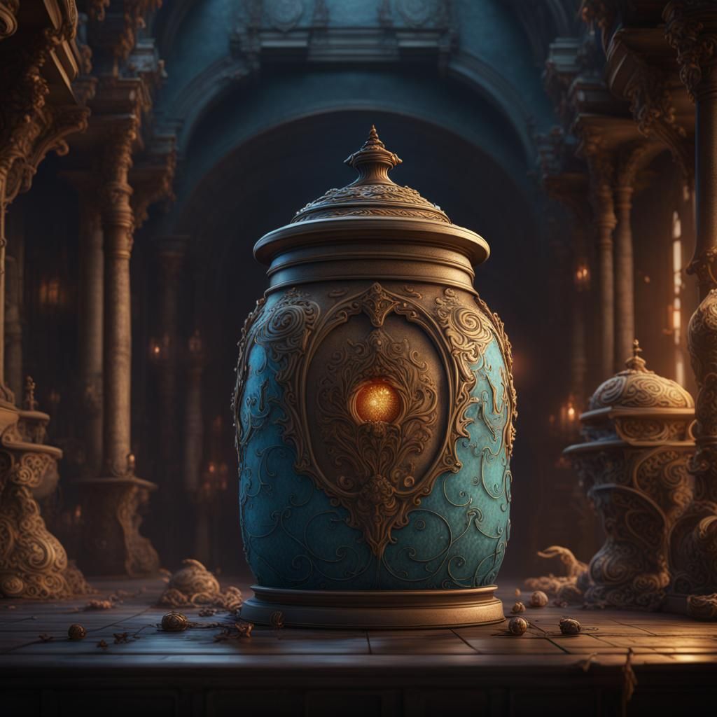 Fantastical Jar in Detailed Matte Painting Style