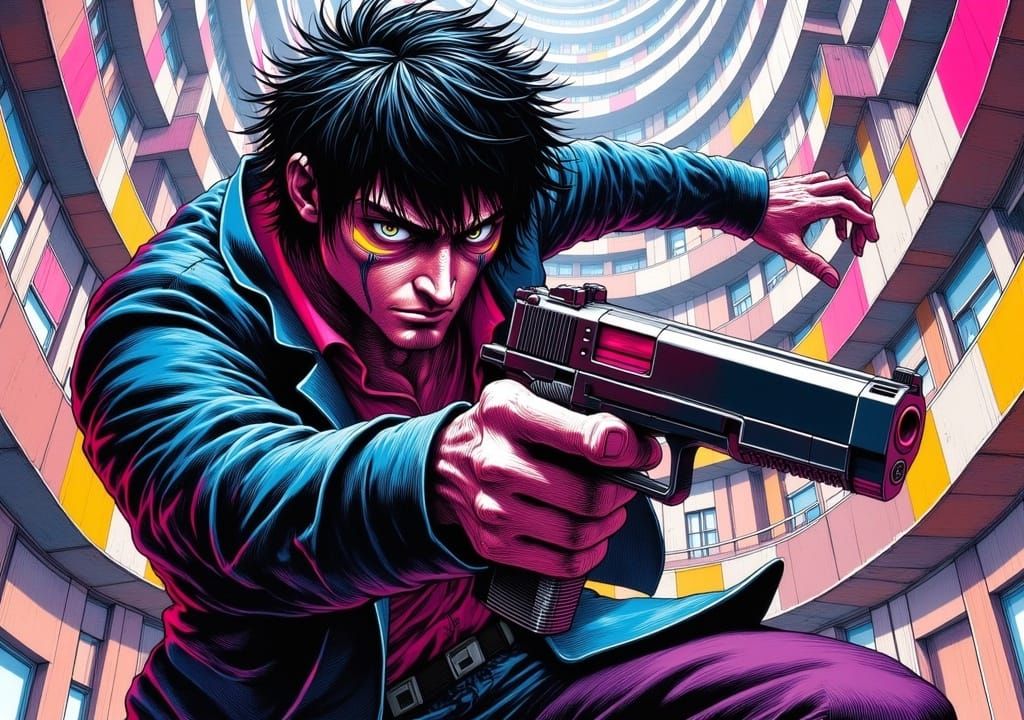 Cyberpunk Vigilante Ready for Action