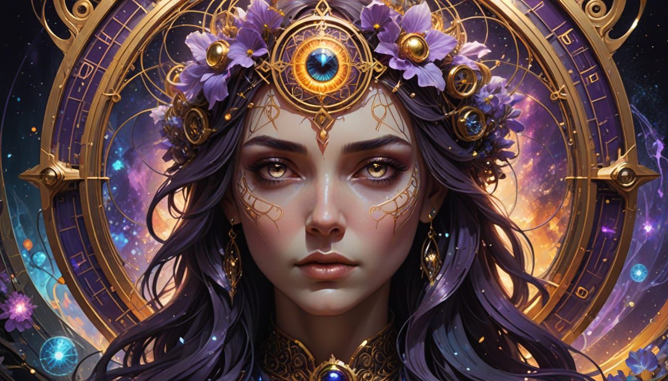 Cosmic Eye Reflecting a Figure at Veil's Edge