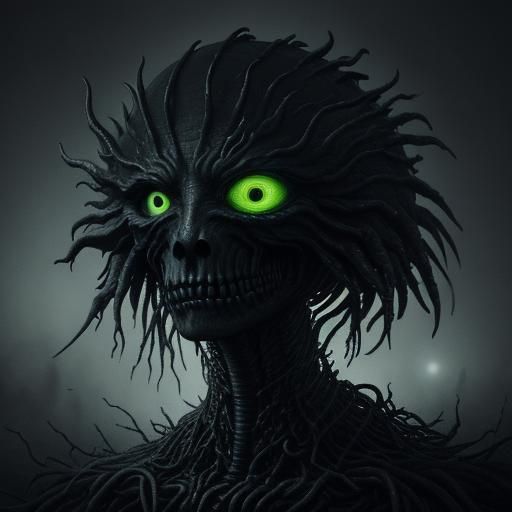 Surreal One-Eyed Creature Portrait in Eerie Light