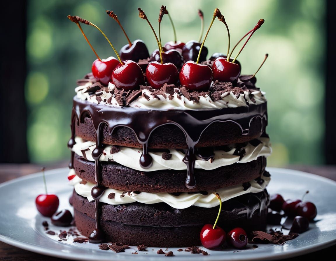 Delicious Black Forest Cake with Cherries