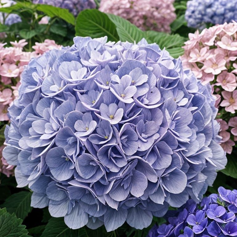 Detailed 3D Anime Hydrangeas Garden Art