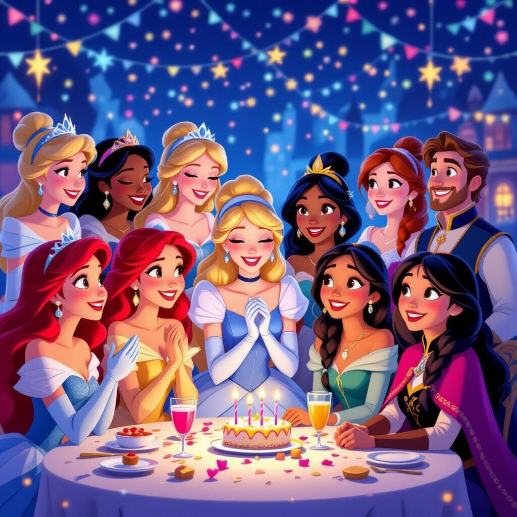 Disney Princesses Celebrate New Year's in Pixar Style