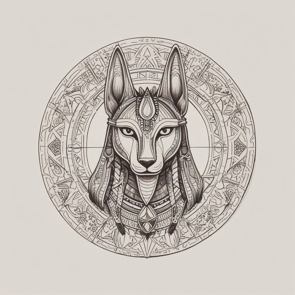 Ancient Egyptian God Anubis in Sepia Tones