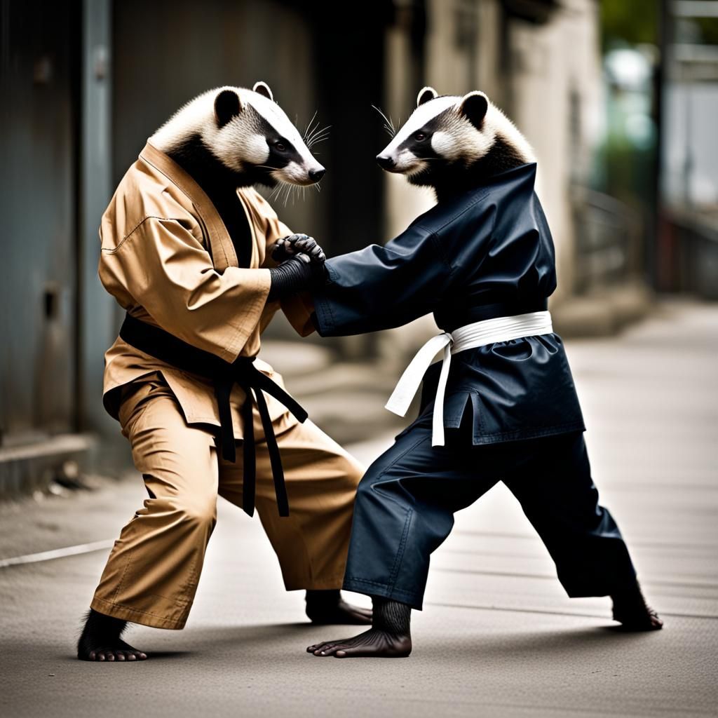 Honey Badgers Training Karate in Street Style