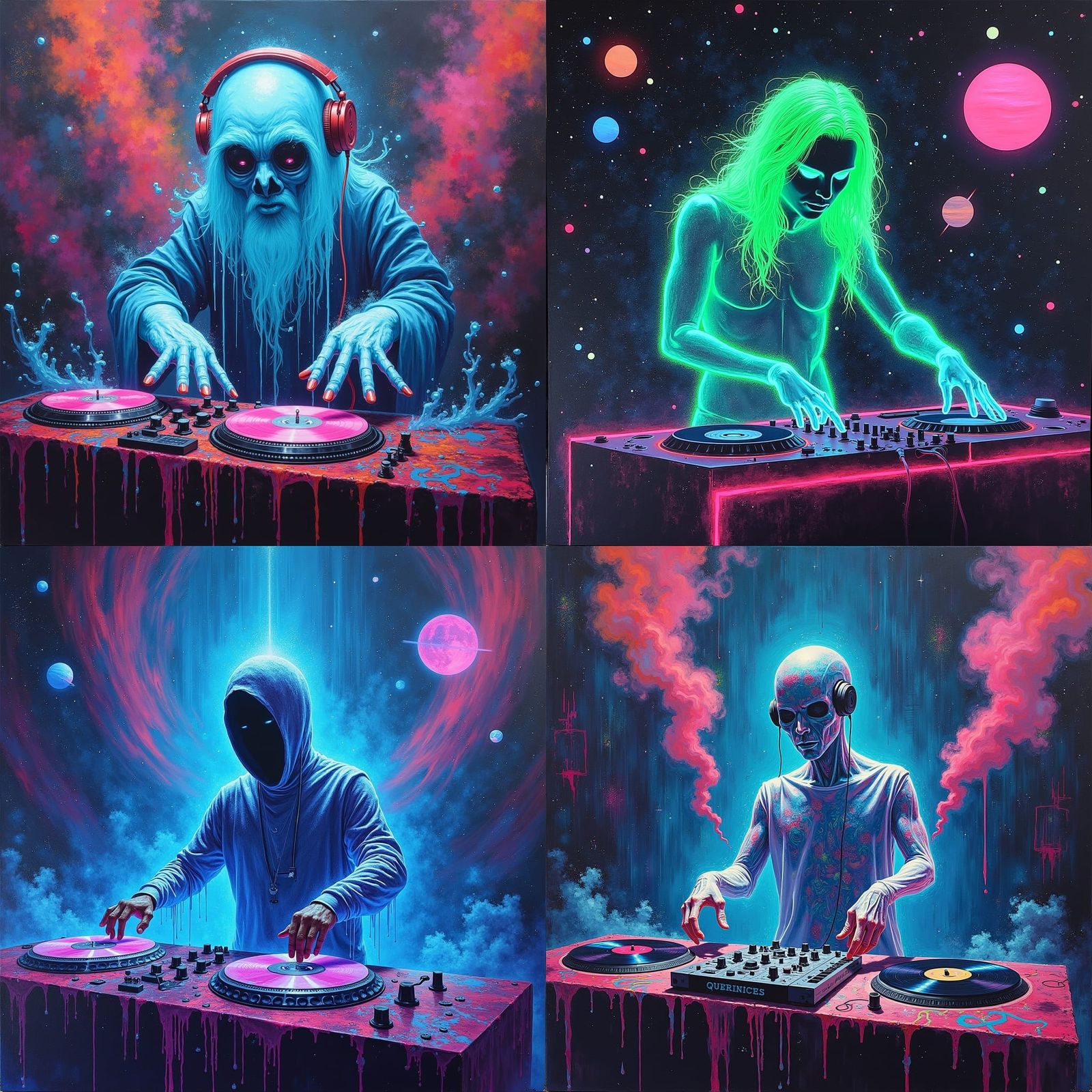 Ghost DJ in Space Graffiti Art