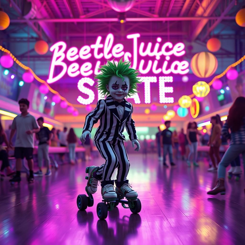 Toddler as Beetlejuice on Roller Skates, Hyper-Realistic