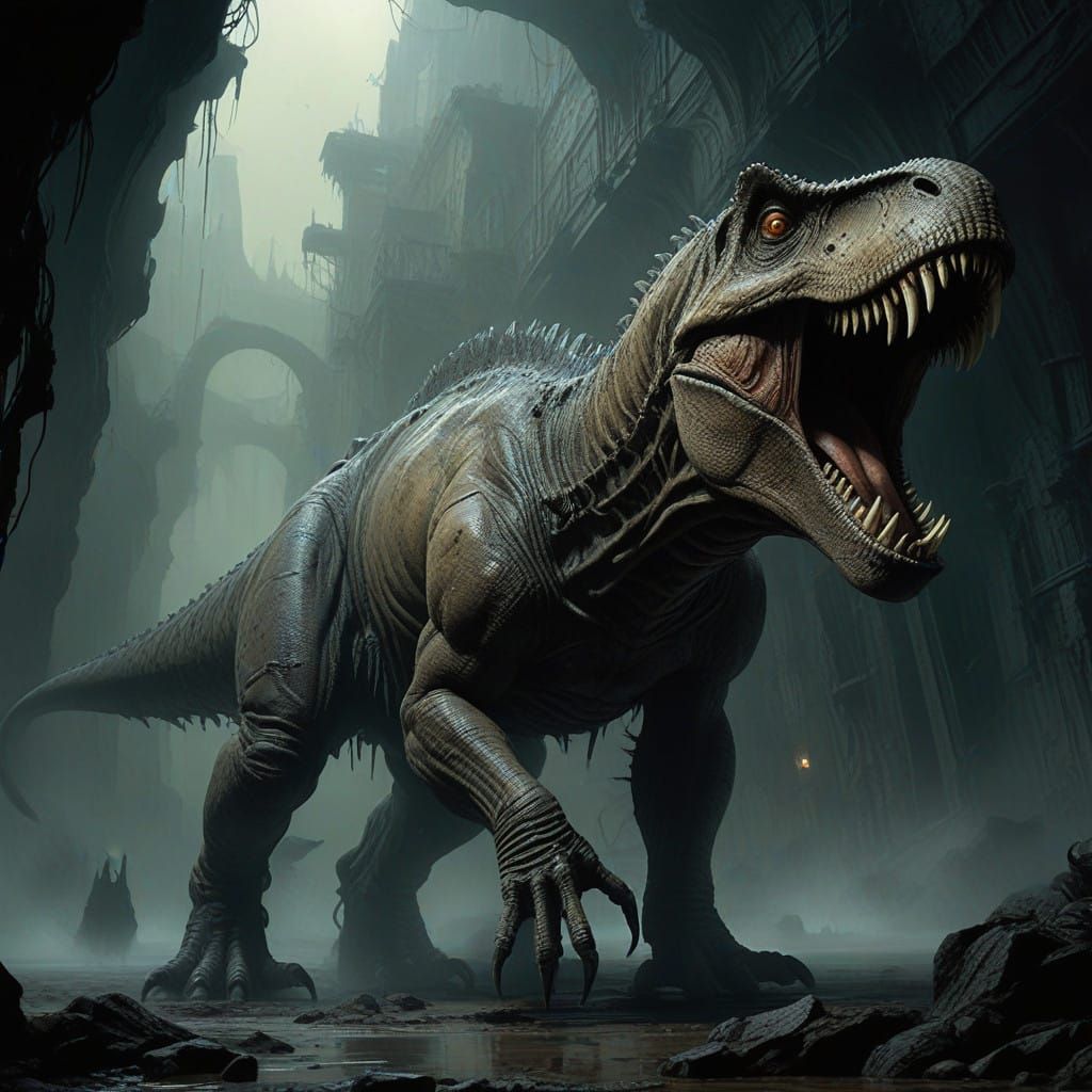 Fearsome T. Rex Dominates Ancient Watering Hole