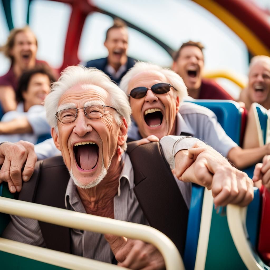 Joyful Ride: Two Friends on a Roller Coaster