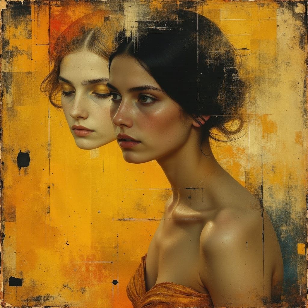 Contemplative Woman in Art Nouveau Style