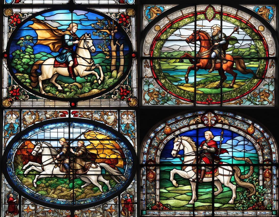 Medieval Stained Glass Window Depicts George and Dragon