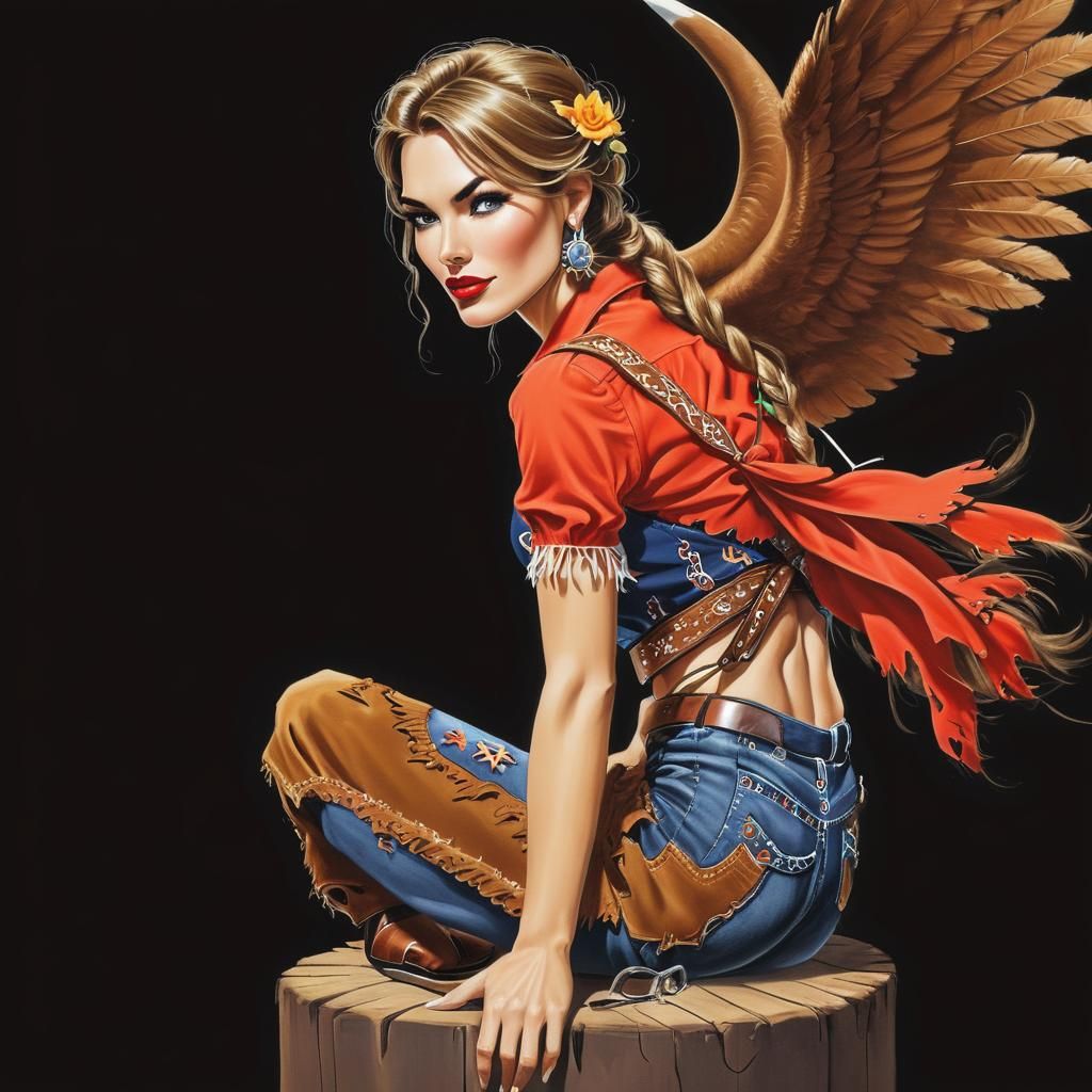 Cowgirl Digital Art Rendering