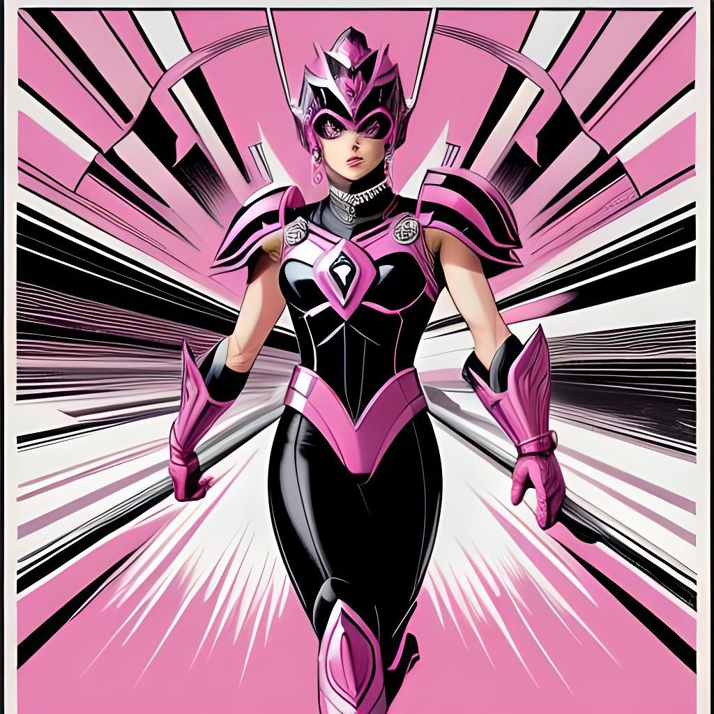 Evil Pink Power Ranger Art Deco Propaganda Poster