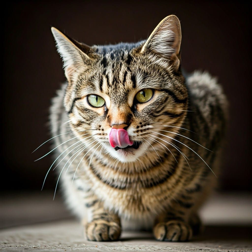Wildlife Photograph of a Cat Eating with Gusto