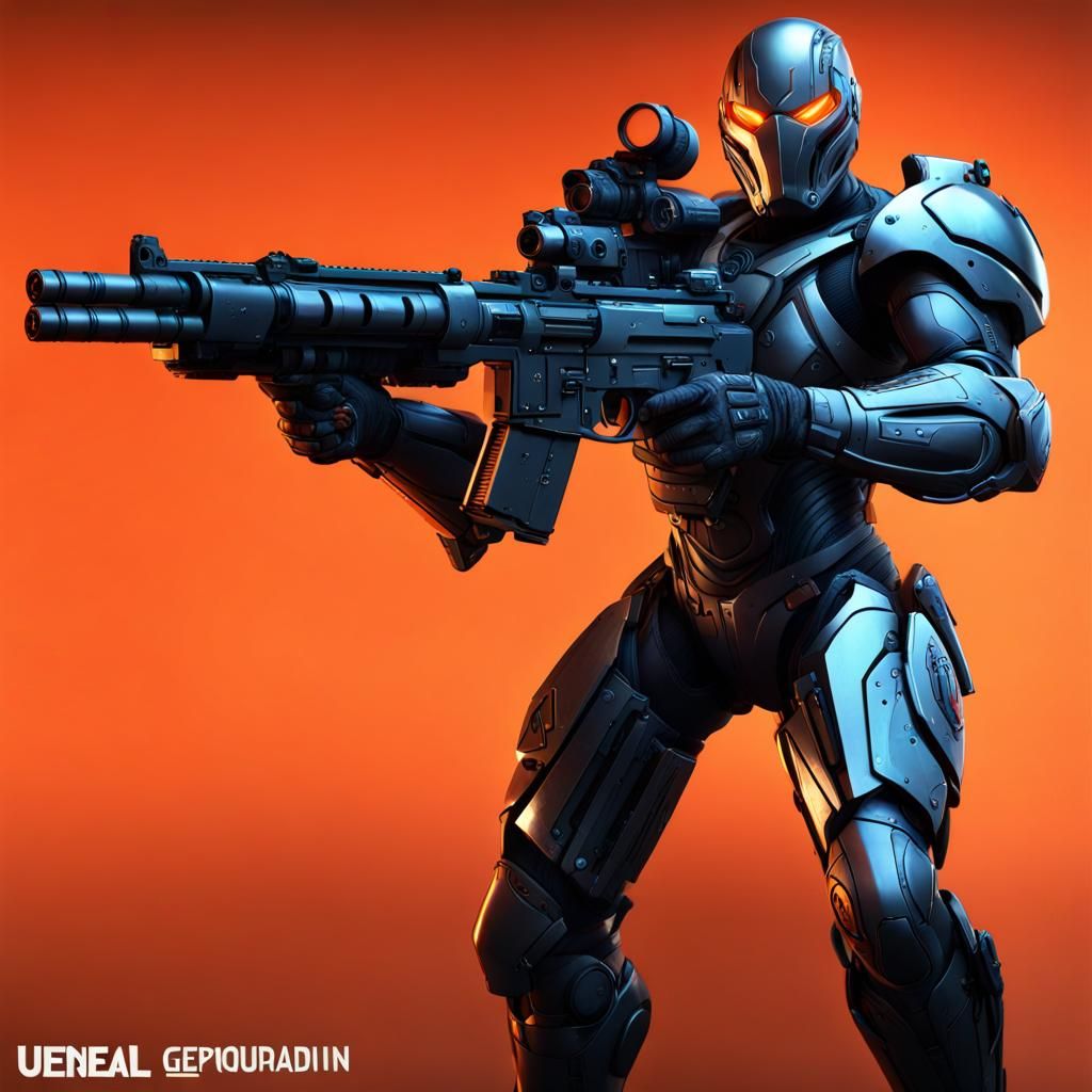 Futuristic Agent in Cyberpunk City Sewers