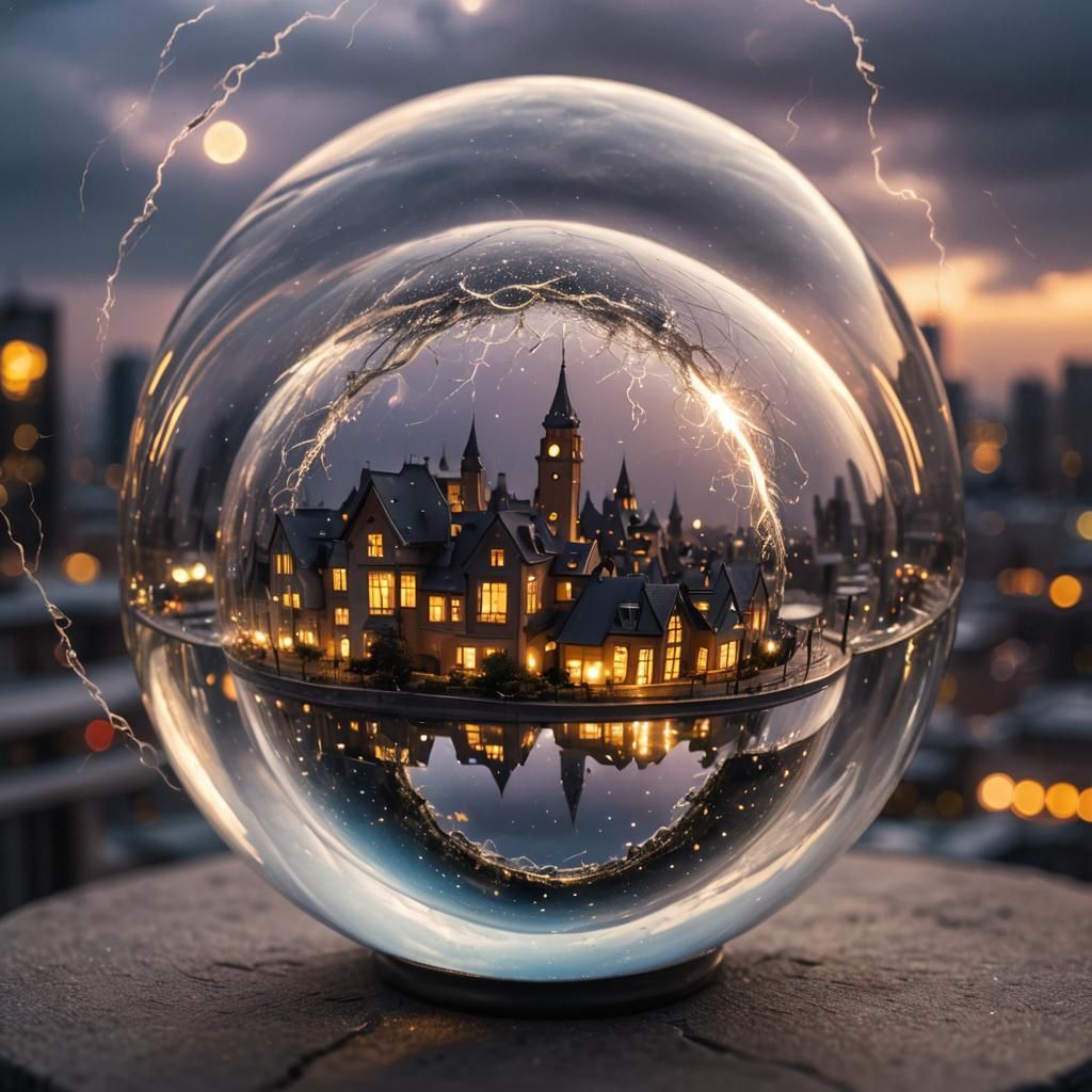 Fantasy World Inside Glass Ball with Starlight