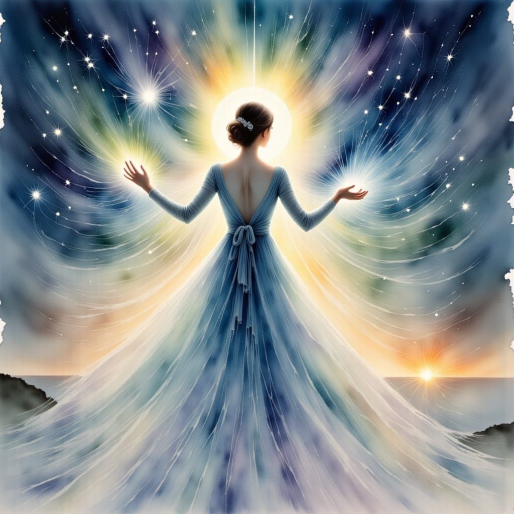 Ethereal Radiance: Human Figure Illuminated in Watercolour