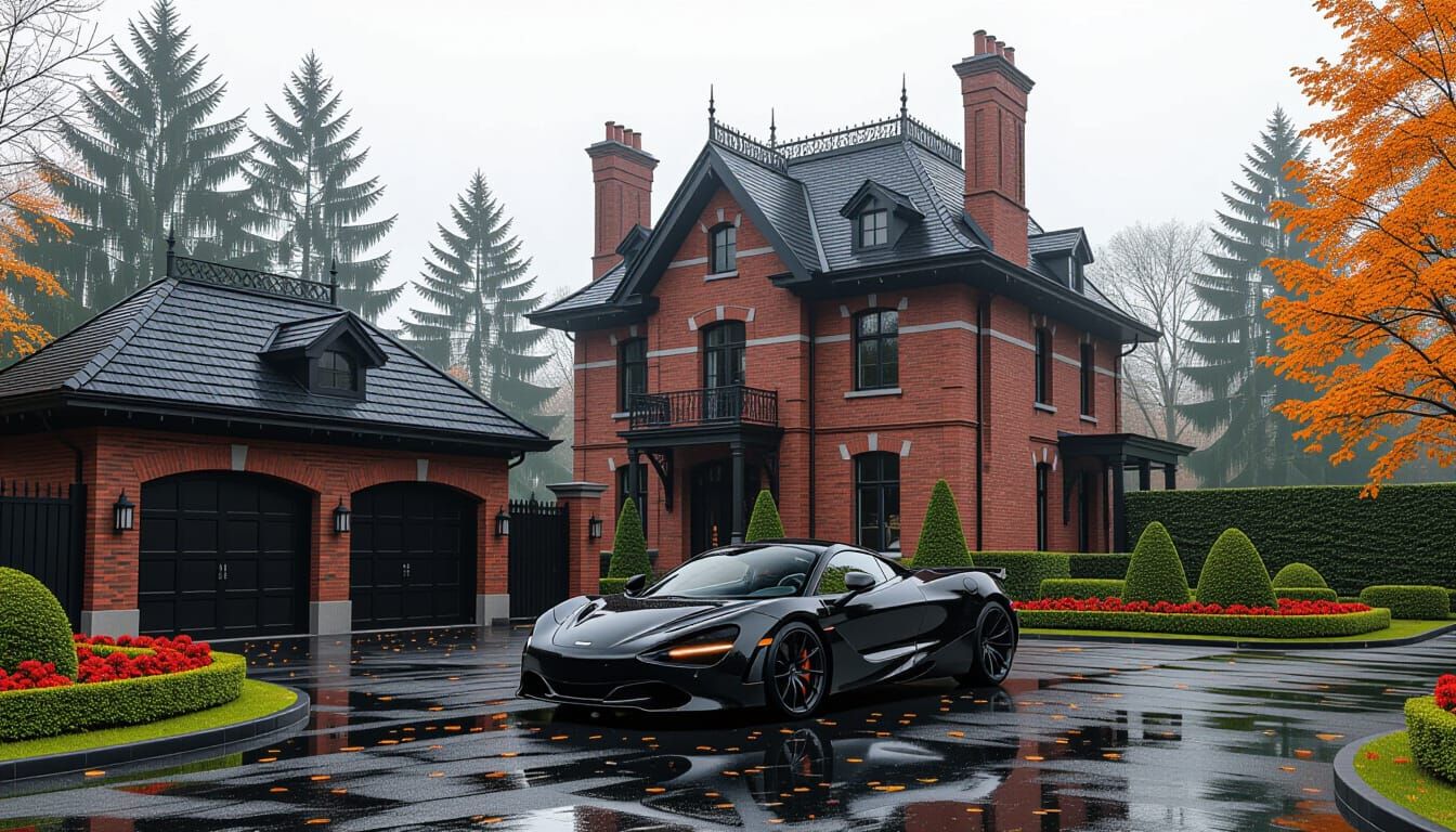 Victorian Chateau with McLaren in Misty Autumn