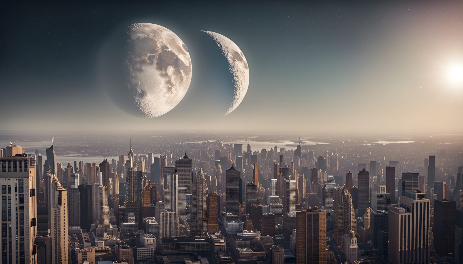 Hyperrealistic City on the Moon in Natural Light