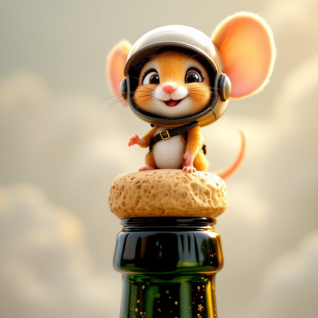 Champagne Cork Mouse Soars