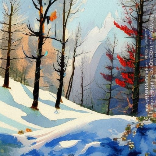 Colorful Snowflakes in Gouache Watercolor Style