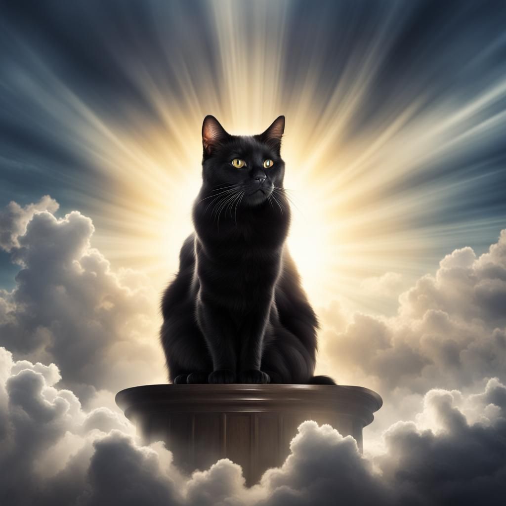 Black Cat on God's Throne in Heaven