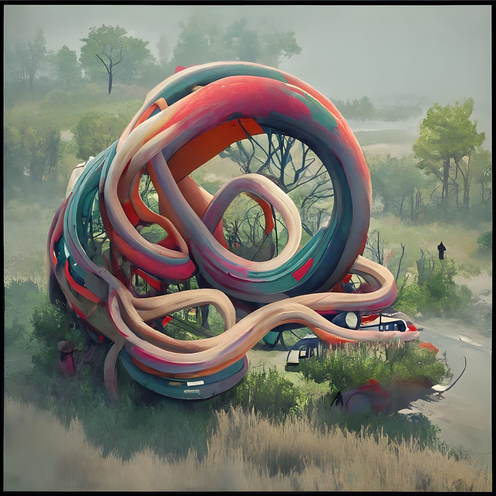 Entangled Ouroboros: A Digital Illustration of a Strange Loo...