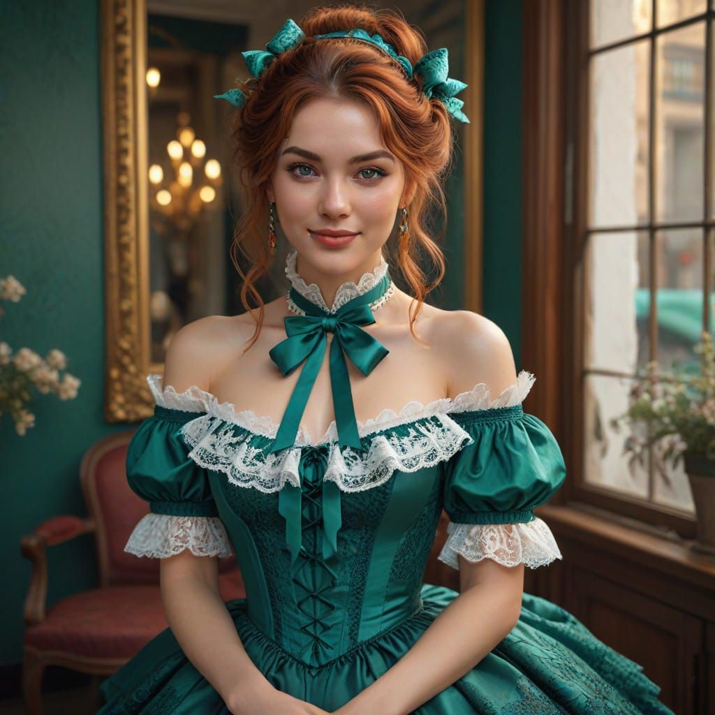 A Victorian-Era Countess with Emerald Eyes and Corkscrew Rin...