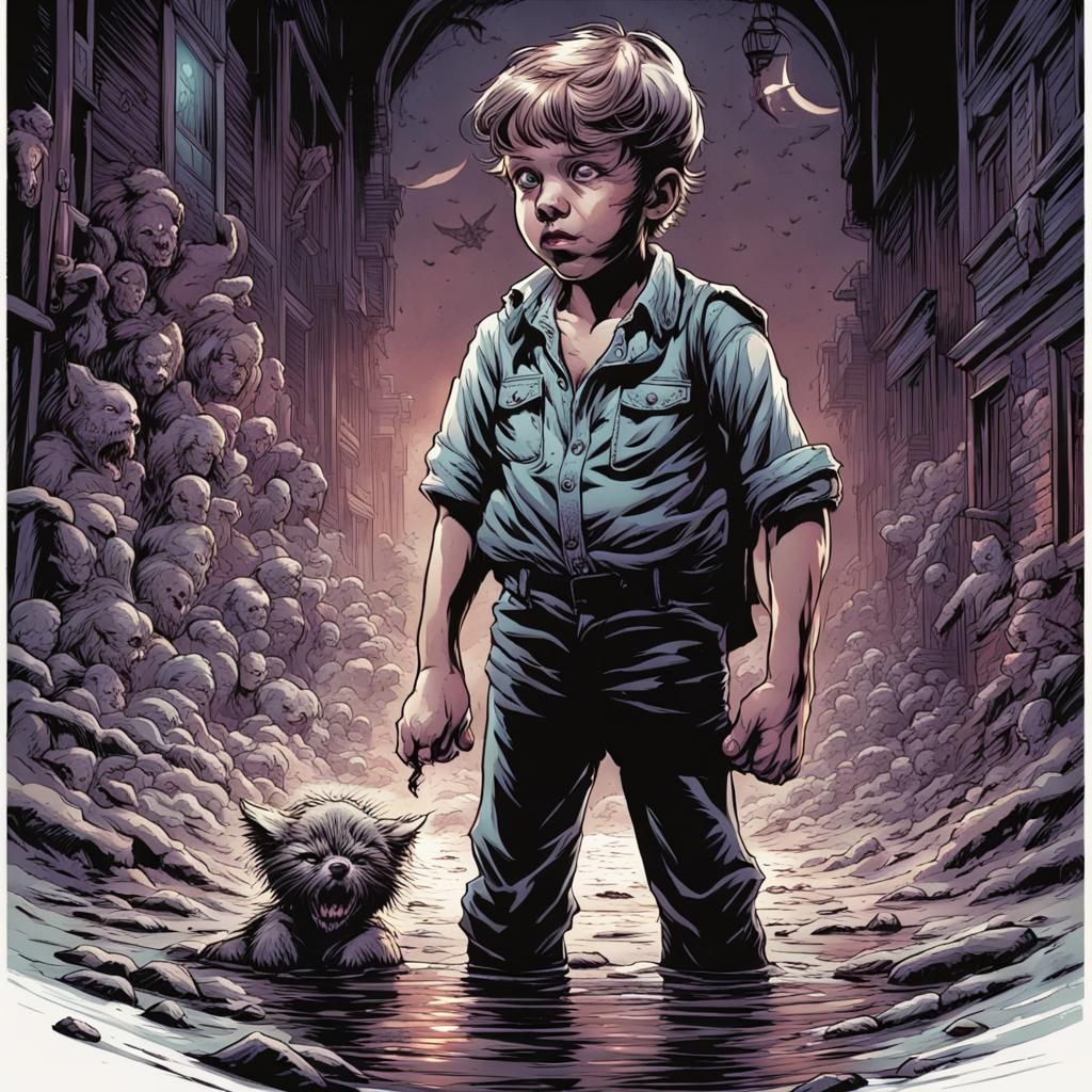 Possessed Child in Comic Book Art Style