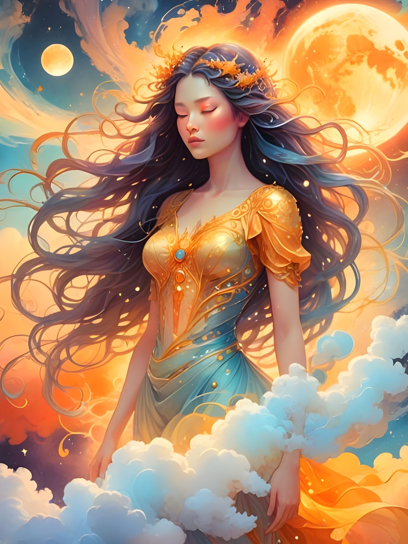 Ethereal Cosmic Goddess in Dreamy Nebula