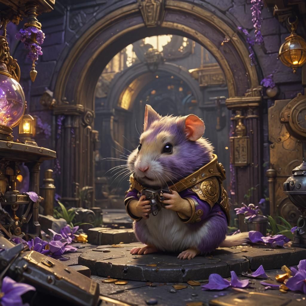 military hamster, cartoon style