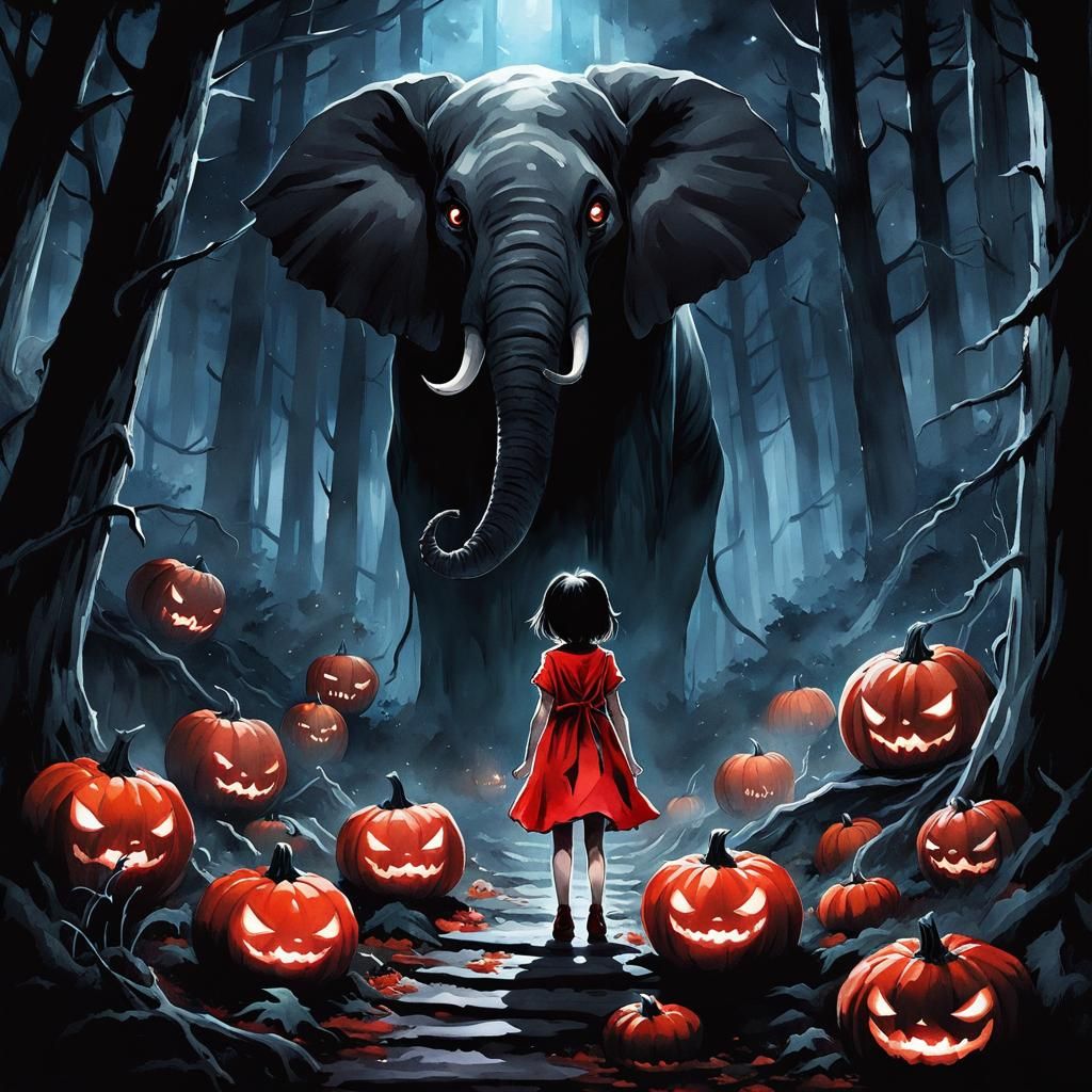 A Menacing Elephant in Dark Forest