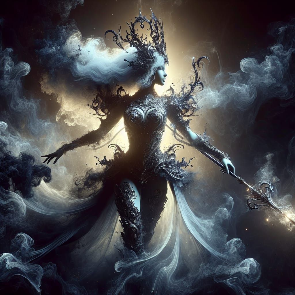 Radiant Woman Warrior in Dark Realm