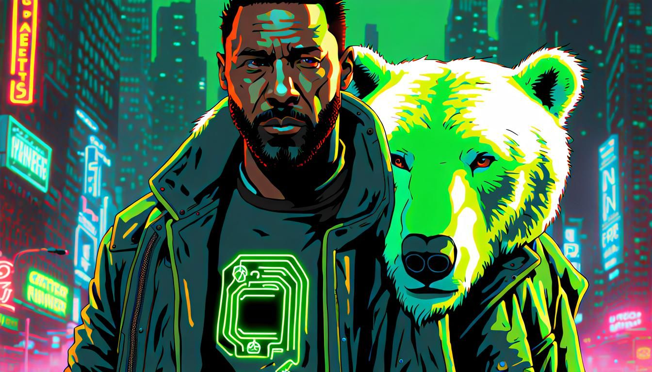 Cyberpunk Polar Bear with Edgerunners Jacket